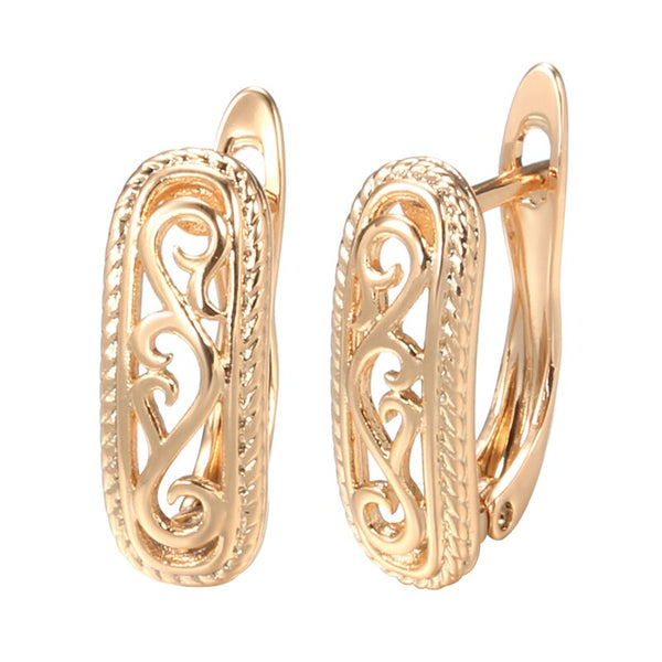 585 Rose Gold Hollow Multi Pattern Earrings Women