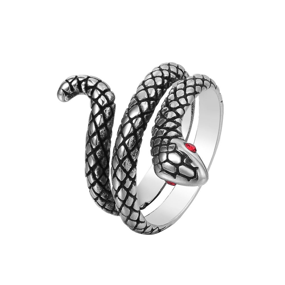 Men's Simple Stainless Steel Snake Rings For Men