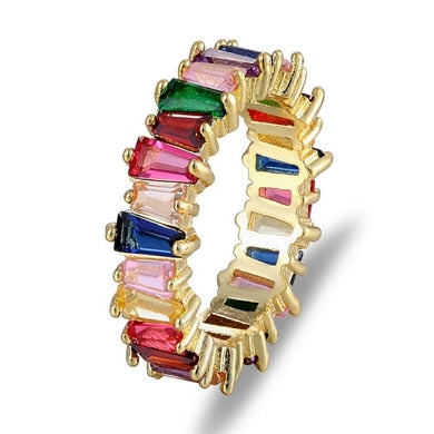 Top Quality Colorful Rainbow CZ Ring For Women