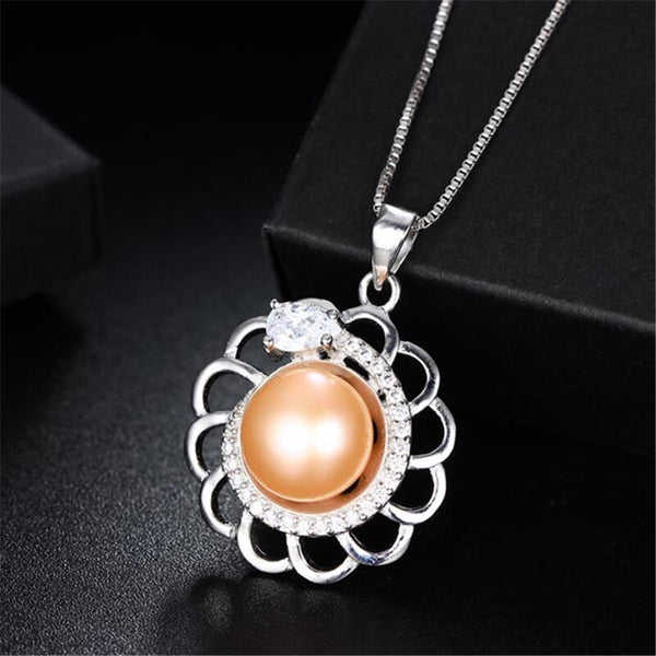 High Quality 925 Sterling Silver Zircon Flower Pendant