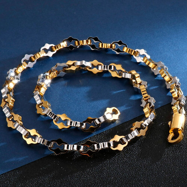 11MM Wide 63CM Long Black Gold Plated Stainless Steel Chain Necklaces For Men