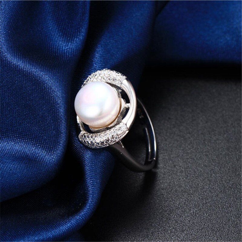 Elliptical hollow 10-11mm AAAA natural freshwater pearl ring for women gift