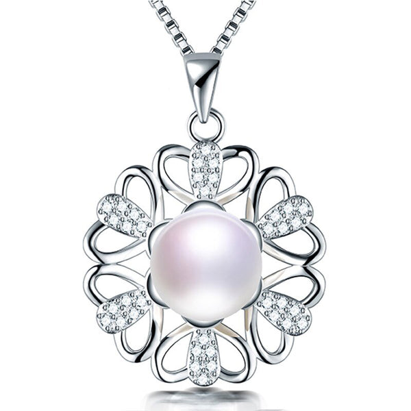 Trendy 925 Sterling Silver Zircon Flower Pendant Jewelry