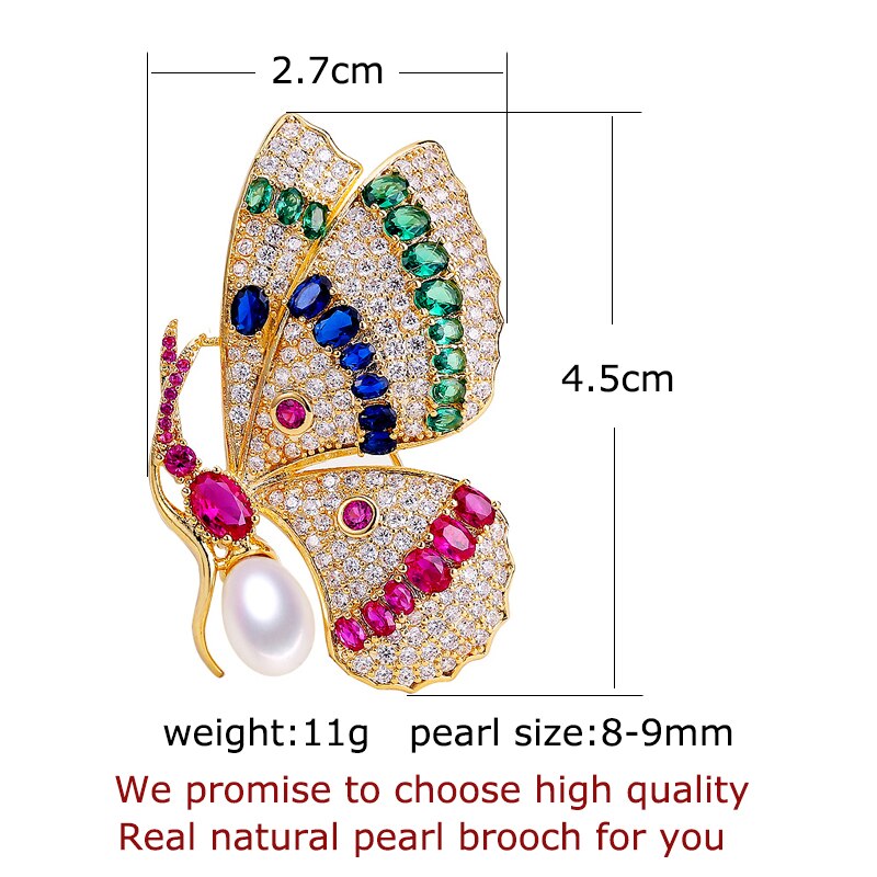 Delicate Natural Freshwater Pearl Brooch Court Style Noble Butterfly Brooch