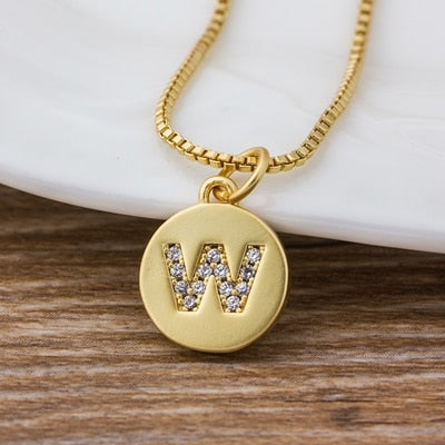 Hot Sale Wholesale Women Gold Color Initial 26 Letters Necklace