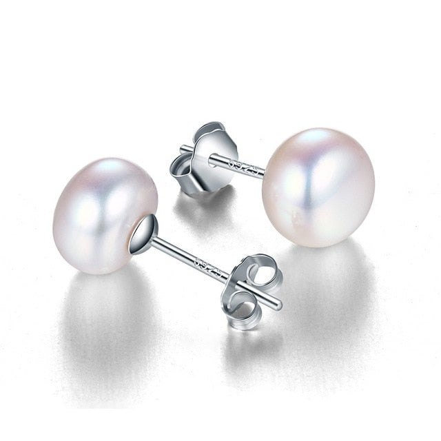 100% genuine freshwater white pearl earrings