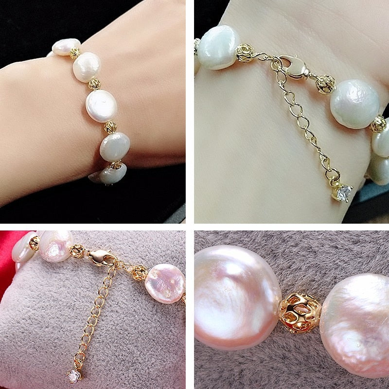 Braque White Real Natural Irregular Women Pearl Jewelry Bracelet