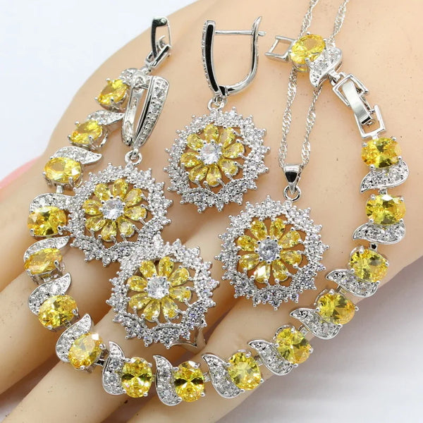 Yellow Zircon Necklace Pendant Bracelets Earrings Rings Birthday Gift