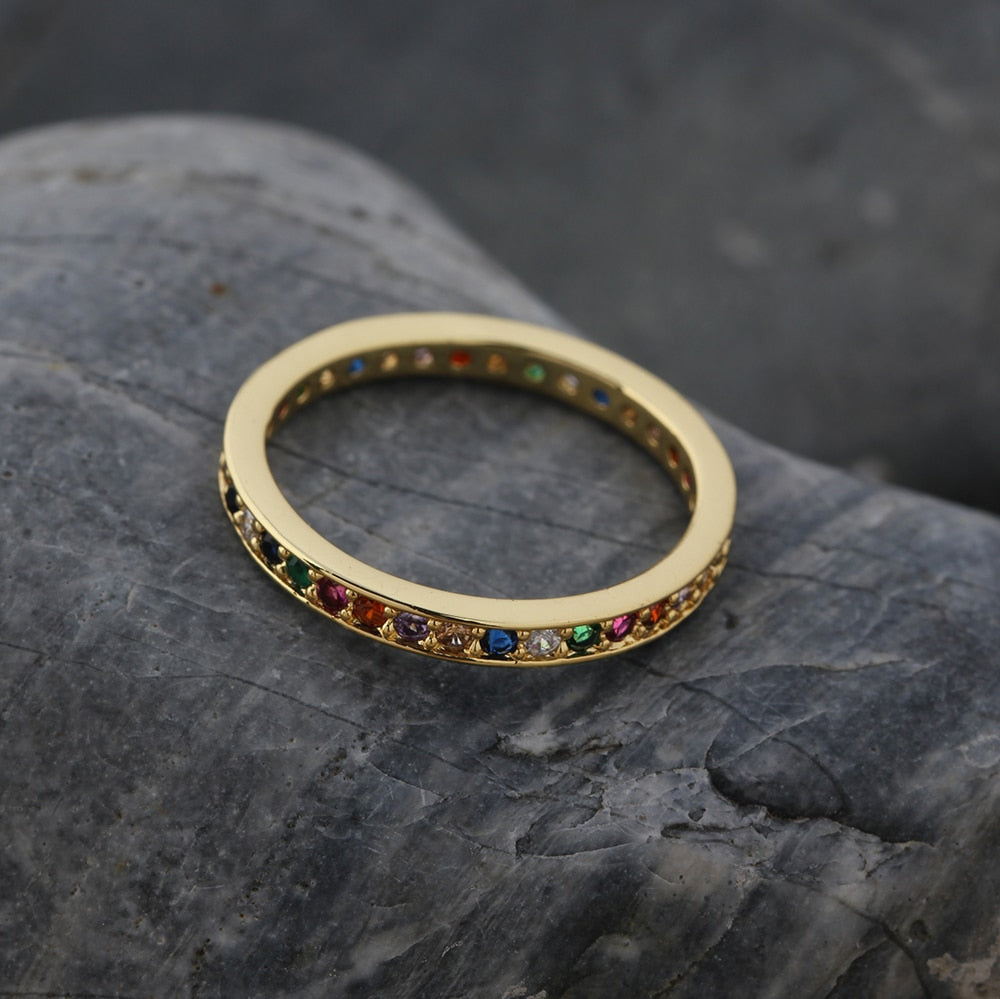 Colorful CZ Eternity Band Ring