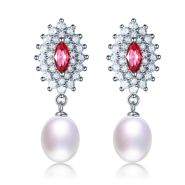 100% Genuine Pearl Earrings Elegant Long Earring