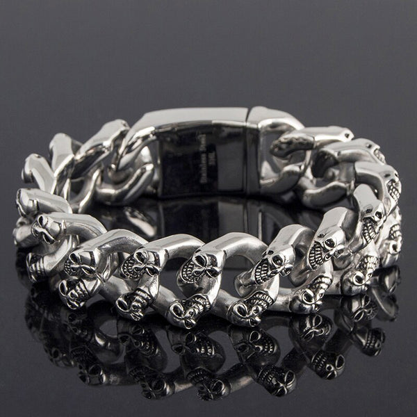 20MM Skull Head Linked Chain Bracelet for Men