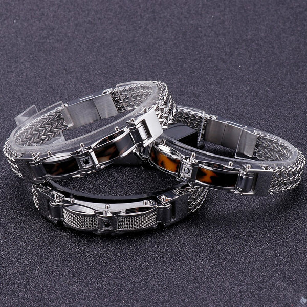 13MM Braided Keel Chain Man Bracelet With Magnet Clasp Mens