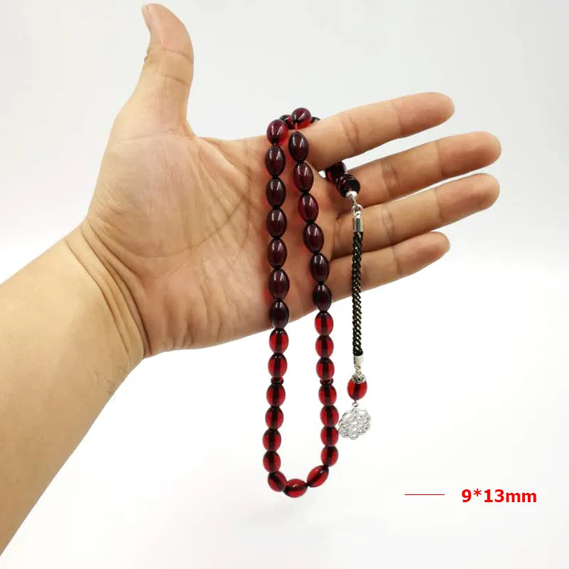 Red Resin Tasbih Muslim bracelet 33 bead rosary Red Bracelets Beads