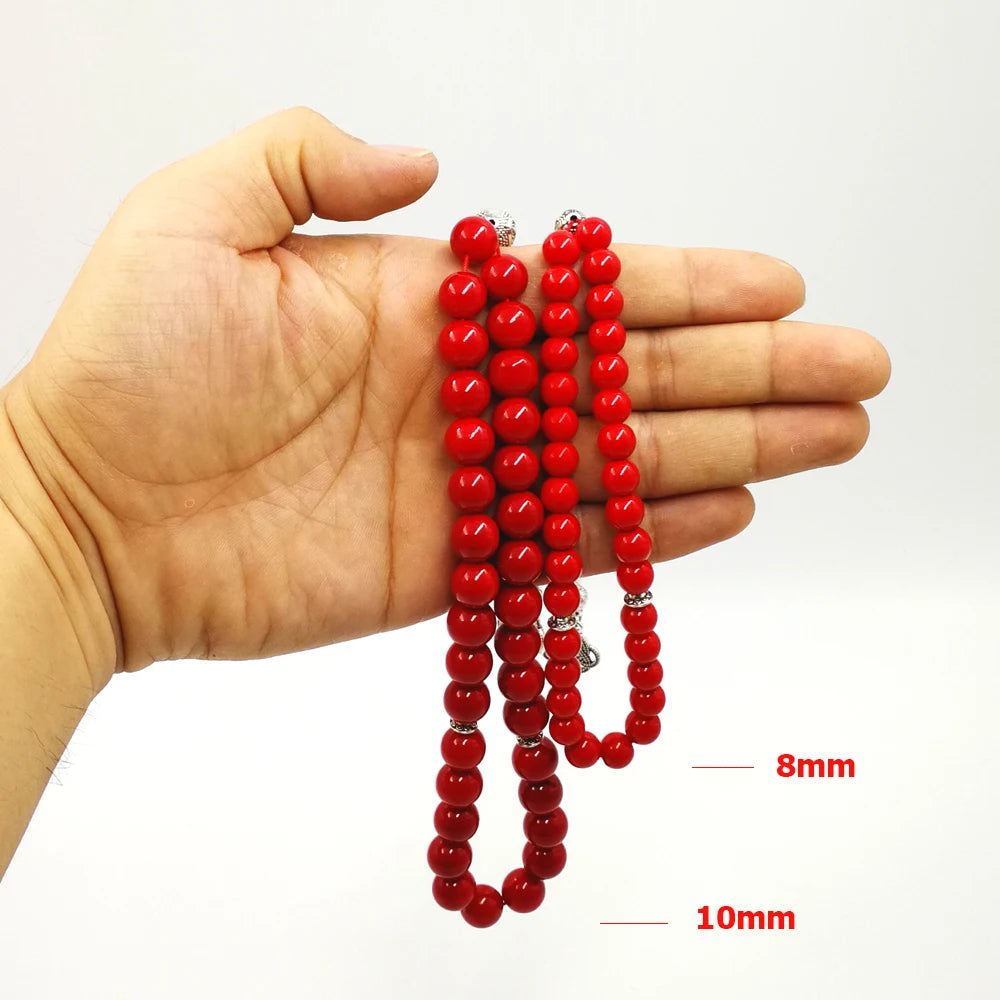 Women tasbih Muslim Lady Rosary Red prayer beads 33 66 99 beads Red stone Madam Ladies jewelry