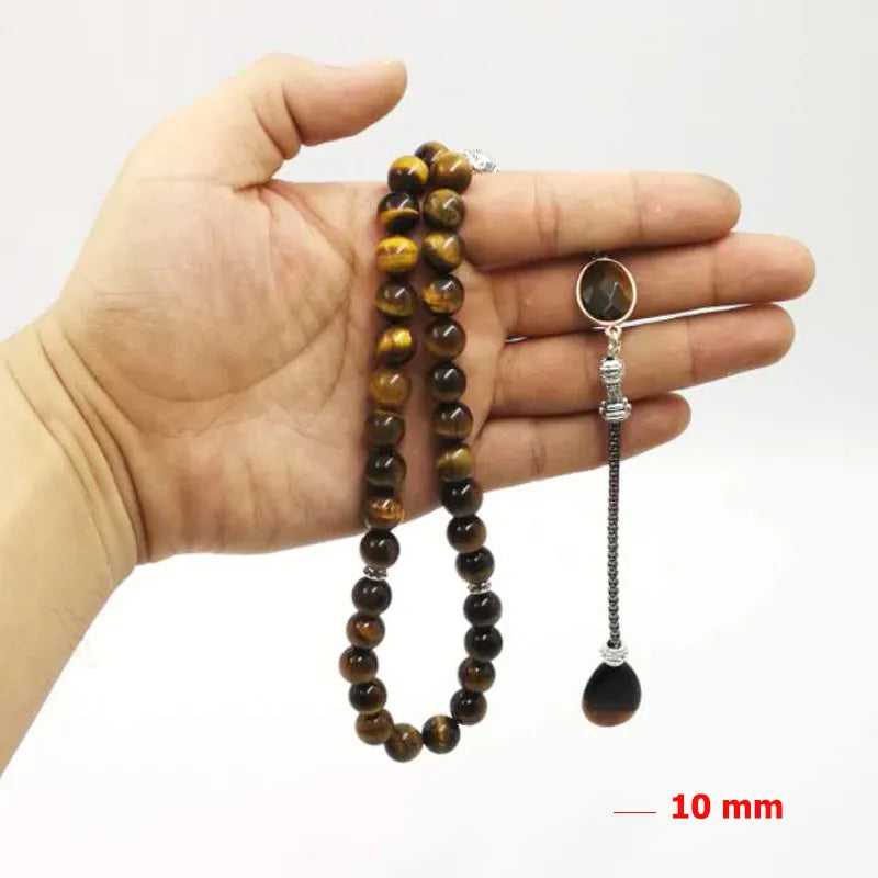 Man Tasbih Natural Tiger eye stone Muslim prayer beads islamic Eid Ramadan Guality Gifts