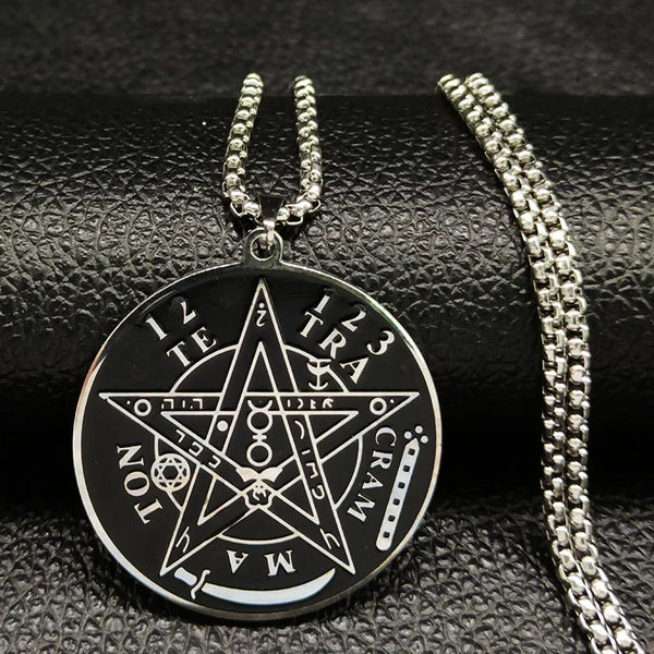 Stainless Steel Pagen Pentacle Necklaces Men Wicca Pentagram Tetragrammaton Talisman Necklace