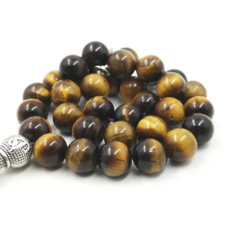 Man Tasbih Natural Tiger eye stone Muslim prayer beads islamic Eid Ramadan Guality Gifts