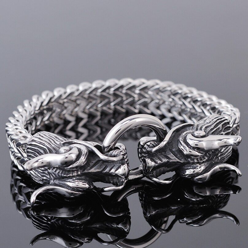 Double Dragon Head Man Bracelet For Men