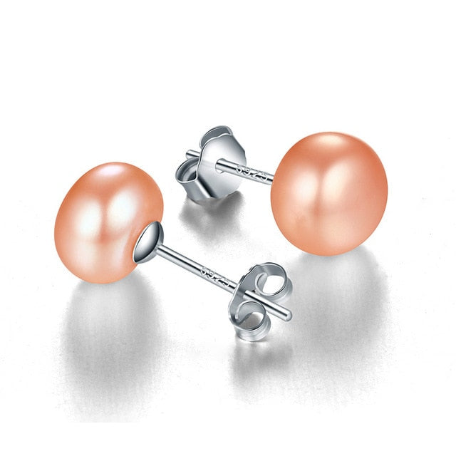 100% genuine freshwater white pearl earrings