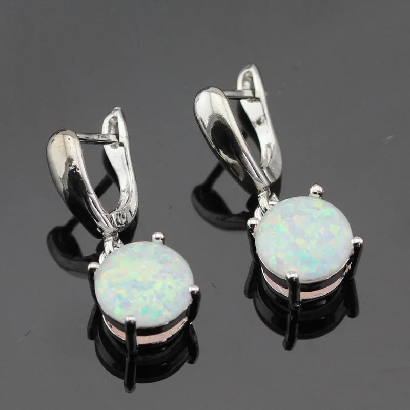 Australia White Fire Opal Stones Silver Color Jewelry Sets For Women