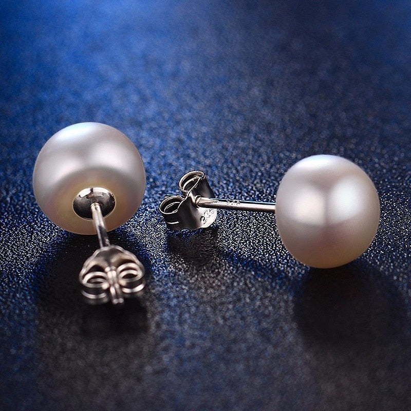 100% genuine freshwater white pearl earrings