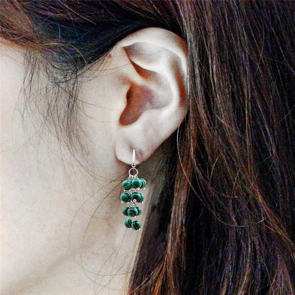 Cluster Malachite Dangle Earrings For Women