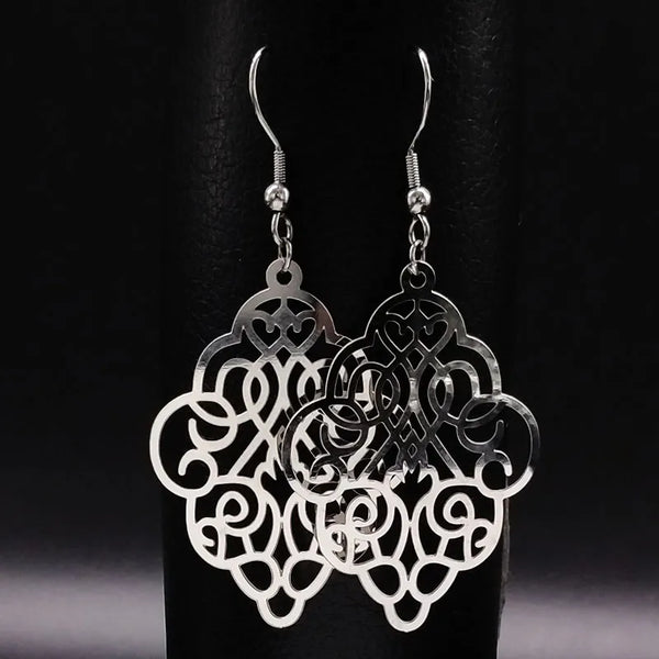 Flower Stainless Steel Statement Earrings for Women Indian Jewelry