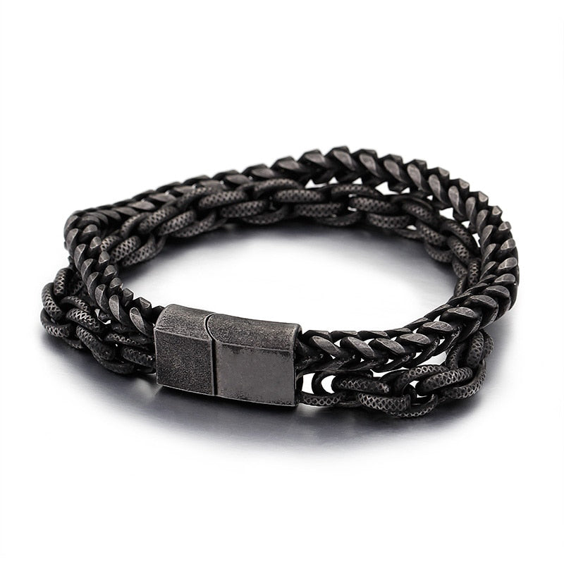 Double Chain Link Stainless Steel Men's Bracelets For Men