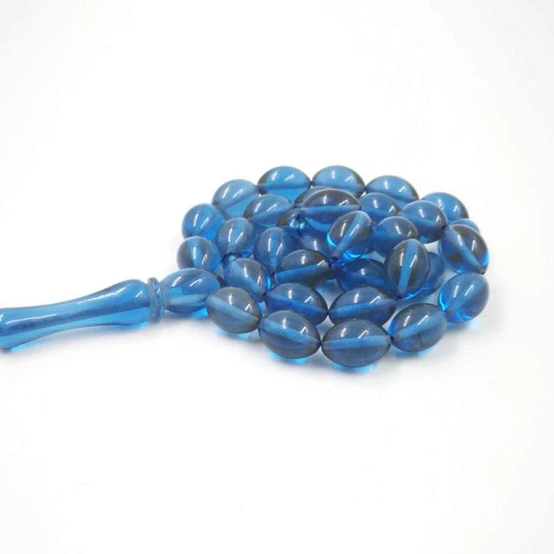 Blue Tasbih 33 Resin Beads Metal tassel Special color Islam bracelet blue Man's Muslim rosary