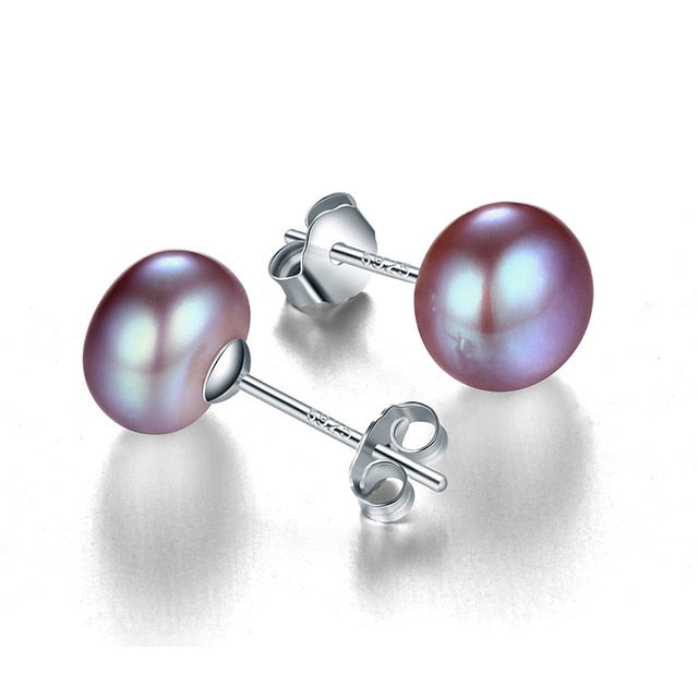 100% genuine freshwater white pearl earrings