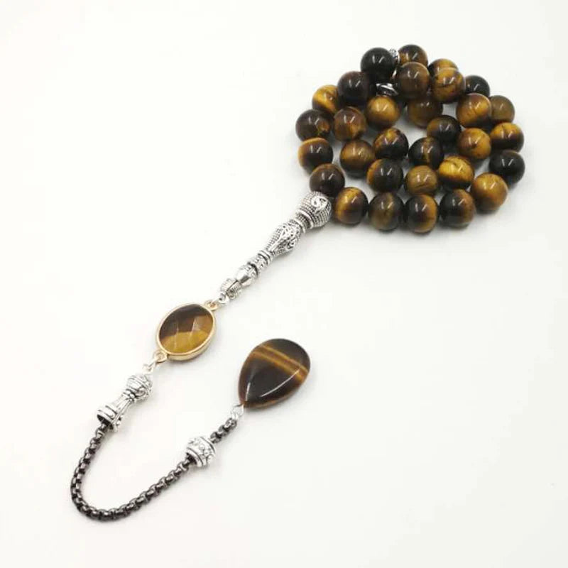 Man Tasbih Natural Tiger eye stone Muslim prayer beads islamic Eid Ramadan Guality Gifts