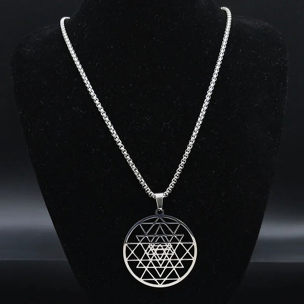 Fashion Yoga Hindu Buddhism Stainless Steel Necklace for Women Silver Color Necklaces