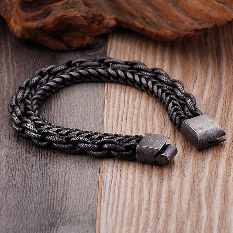 Double Chain Link Stainless Steel Men's Bracelets For Men