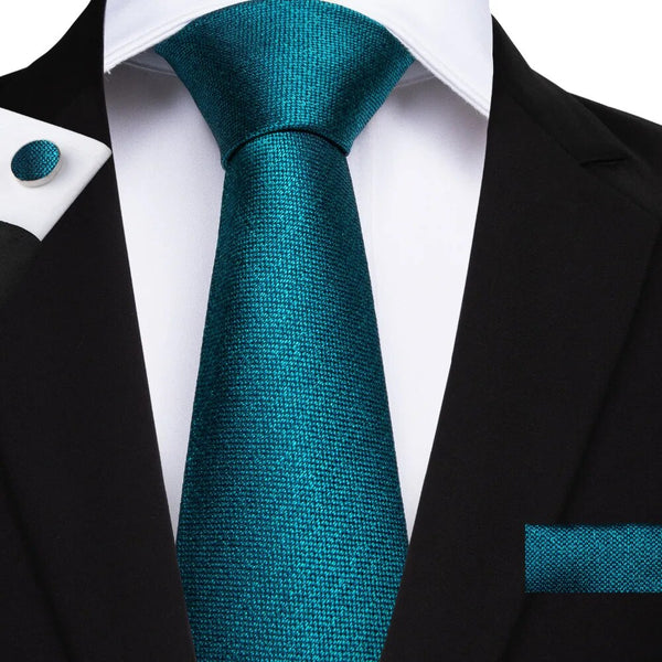 15 Styles Blue Teal Men's Tie Hanky Cufflinks Brooch Set Silk Men