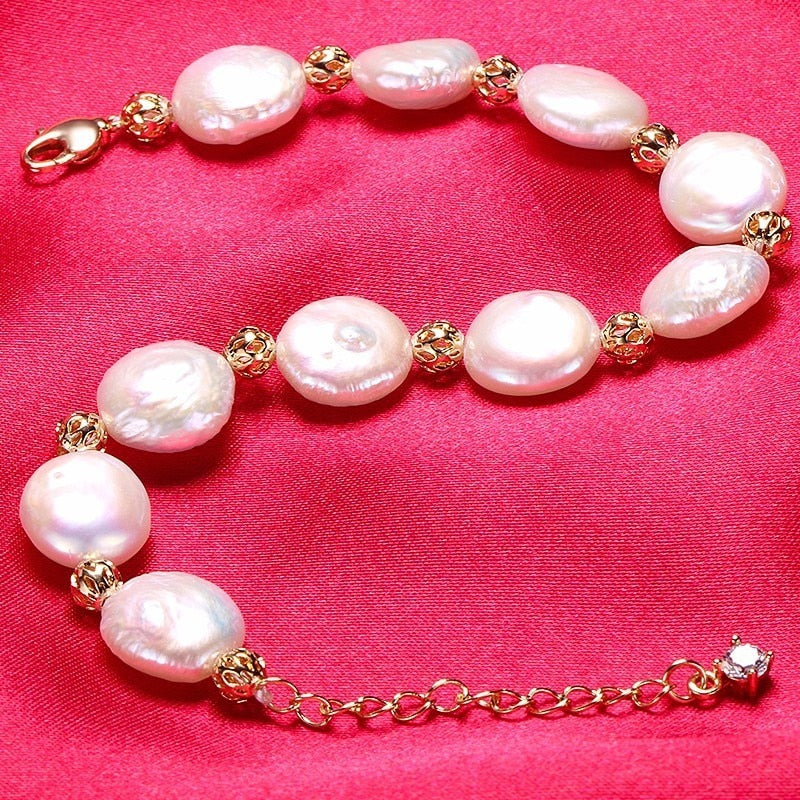 Braque White Real Natural Irregular Women Pearl Jewelry Bracelet