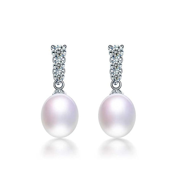 100% Real Natural Freshwater Pearl Earrings For Girl