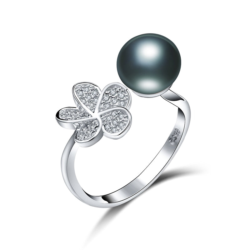 Real Natural Black Pearl Ring For Women