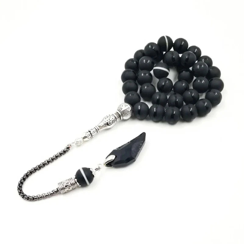 Crystal Tasbih and agates tassel Popular style Black Crystal Muslim prayer beads