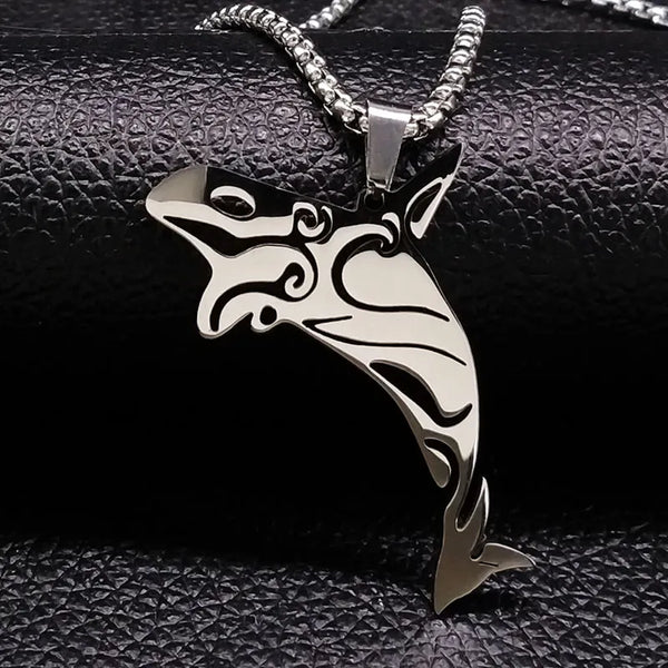 Shark Stainless Steel Charms Necklaces for Women Fish Whale Dolphin Silver Color Necklaces