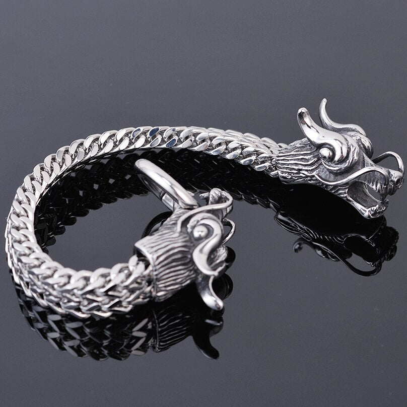 Double Dragon Head Man Bracelet For Men