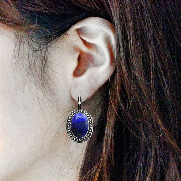 Natural Lapis Lazuli Earrings Vintage Pendant Earrings For Women