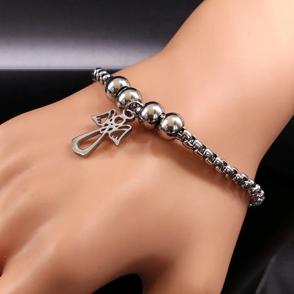 Fashion Angel Silver Color Stainless Steel Bracelet for Women