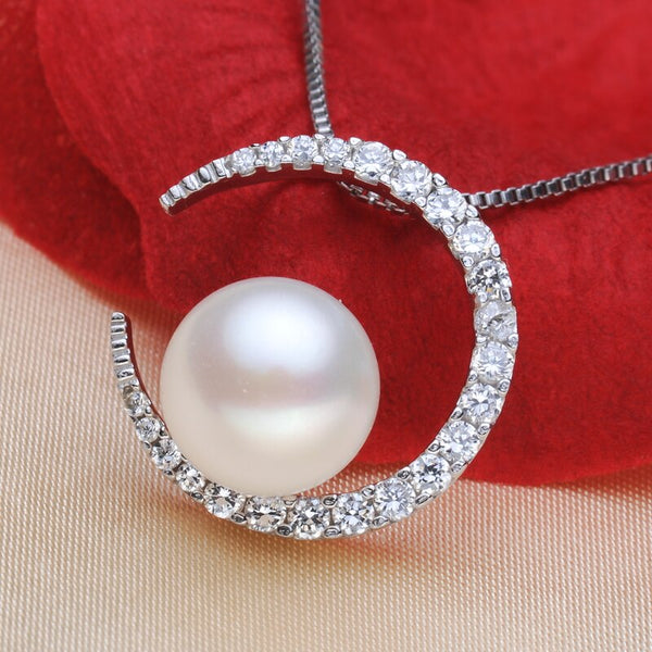 Pearl Necklace Natural Freshwater Pearl Moon Pendants