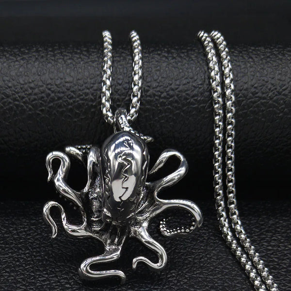 Punk Octopus Stainless Steel Big Necklace Men Silver Color Choker Necklace