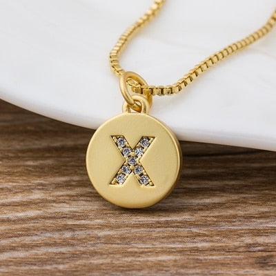 Hot Sale Wholesale Women Gold Color Initial 26 Letters Necklace