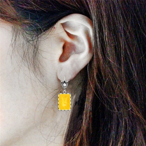 Oblong Synthetic Beeswaxs Earrings For Women