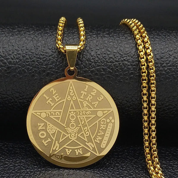 Jewish Tetragrammaton Hebrew Pentagram Stainless Steel Necklaces