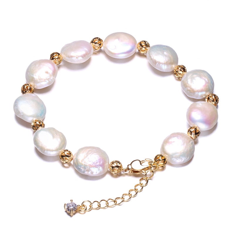 Braque White Real Natural Irregular Women Pearl Jewelry Bracelet