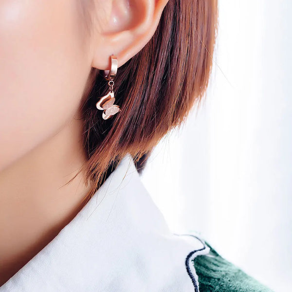 Fashion Frosted Double-layer Butterfly Earrings For Women