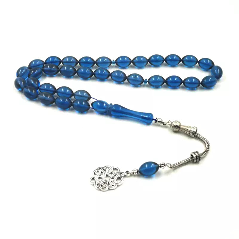 Blue Tasbih 33 Resin Beads Metal tassel Special color Islam bracelet blue Man's Muslim rosary